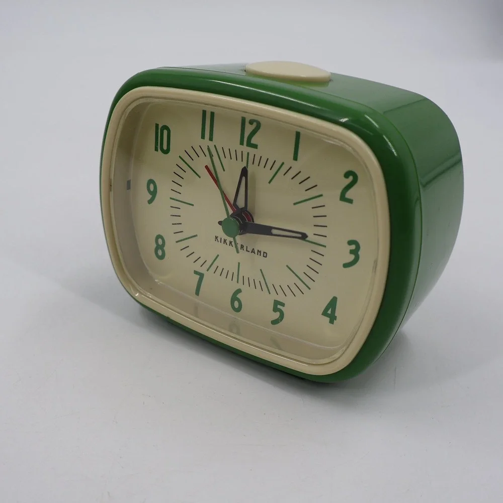 Kikkerland Retro Alarm Clock Green Cream Mid Century Modern Analog